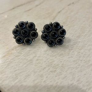 Black onyx cluster earrings